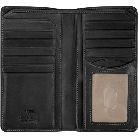 Long Bifold Checkbook Wallet Multi Card Pocket Holder Italian Leather For Men